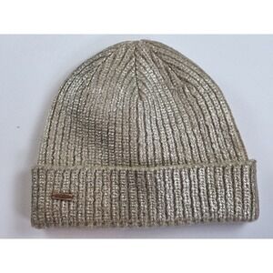 Burton Beanie Gold Metallic Wool Blend Cuffed Osfm Snowboarding Winter Sports